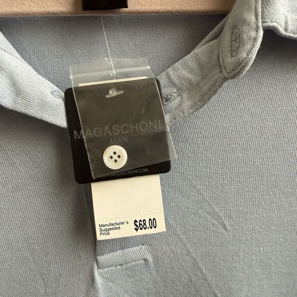 NWT Magaschoni Shirt Men’s Light Blue Short Sleeve Polo NEW $68 Size XL - Picture 4 of 4
